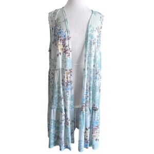 EST 1949 Sleeveless Floral Duster Cover up Kimono Sheer Mesh Material